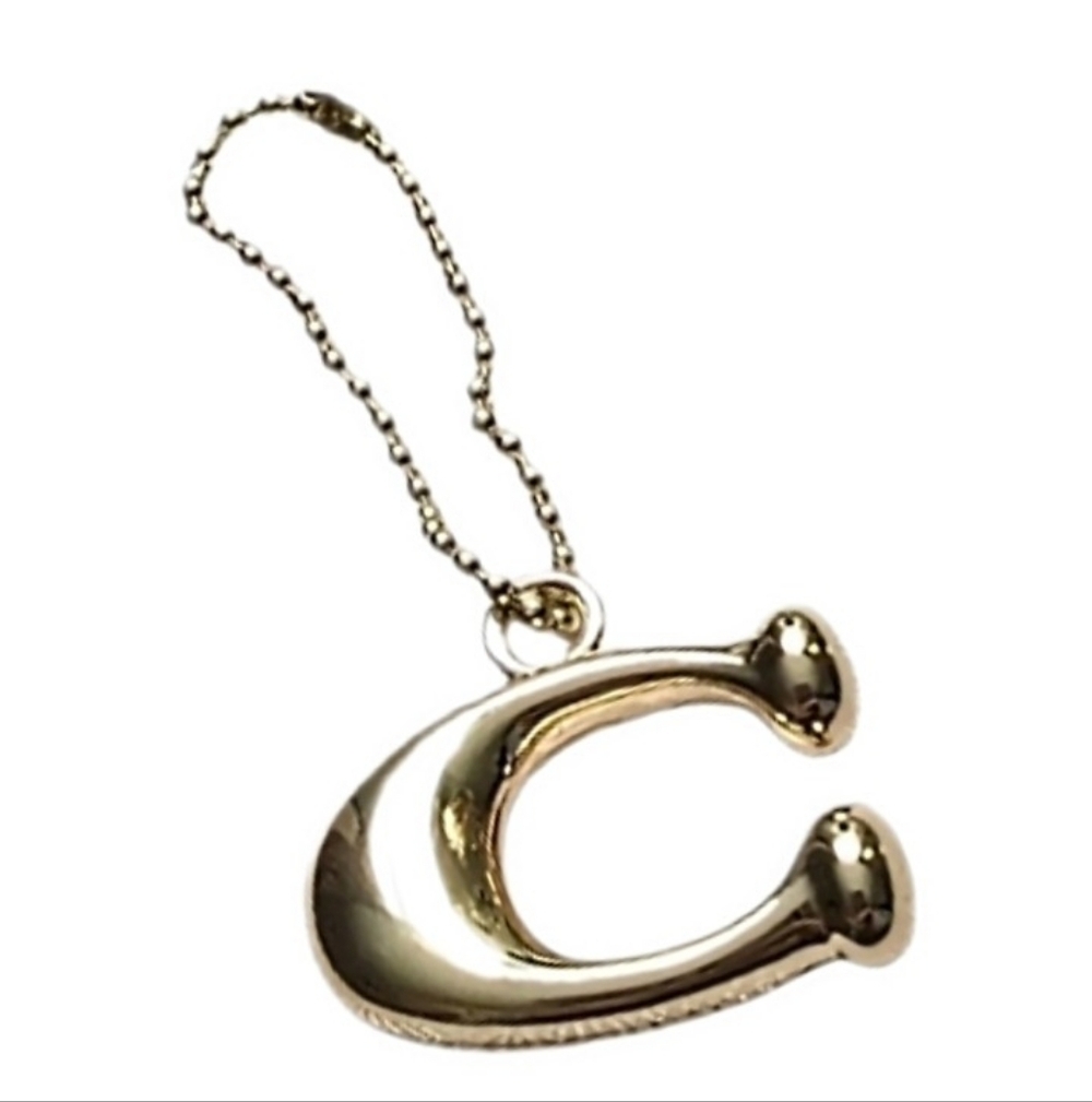 π Mini Coach 1.25" Gold Solid Brass Metal "C" Hangtag Bag Fob Charm ULTRA RARE - Picture 3 of 6